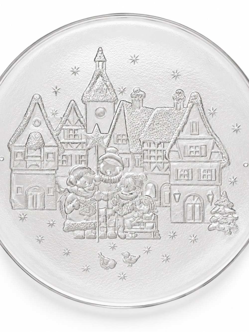 Holiday Village Glass Serving Plate - Clear